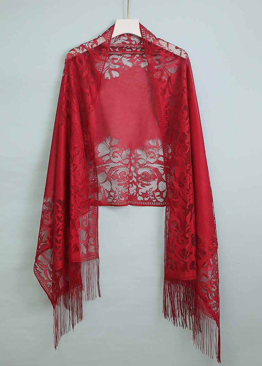 Handmade Chinese Style Black Tasseled Hollow Out Scarf YF004 ABC