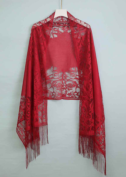 Handmade Chinese Style Black Tasseled Hollow Out Scarf YF004 ABC