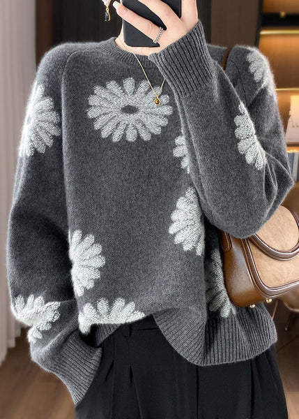 Handmade Chocolate O Neck Jacquard Woolen Sweaters Spring YY012 ABC