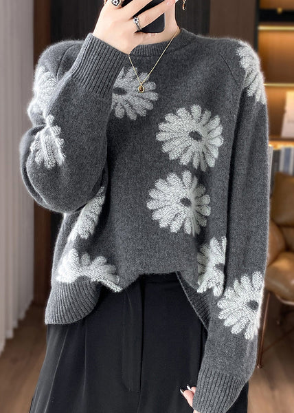 Handmade Chocolate O Neck Jacquard Woolen Sweaters Spring YY012 ABC