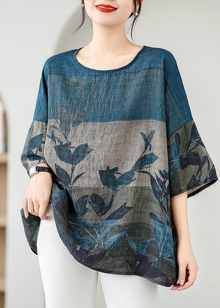 Handmade Colorblock O-Neck Print Cozy Top Summer AP060 GK-HTP240718