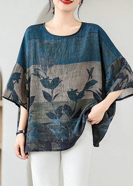 Handmade Colorblock O-Neck Print Cozy Top Summer AP060 GK-HTP240718