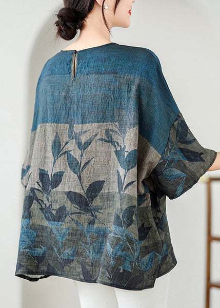 Handmade Colorblock O-Neck Print Cozy Top Summer AP060 GK-HTP240718