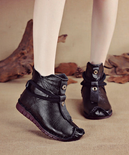 Leather Brown Splicing Cowhide Comfortable Boots Handmade FashionChic