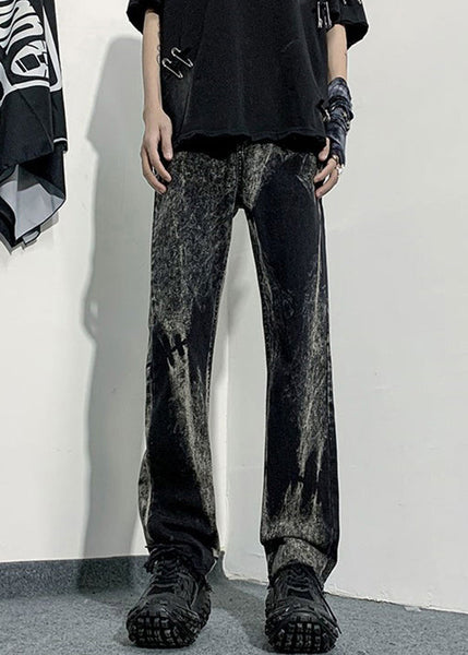 Handmade Denim Blue Tie Dye High Waist Mens Pants SA002 Men-casual-MENP240726