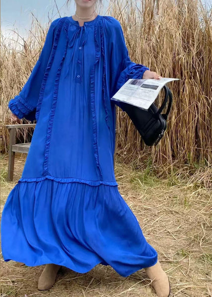 Cotton Ruffled Handmade Fluorescent Oversized Vacation Green FashionChic