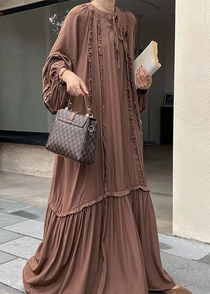 Cotton Ruffled Handmade Fluorescent Oversized Vacation Green FashionChic