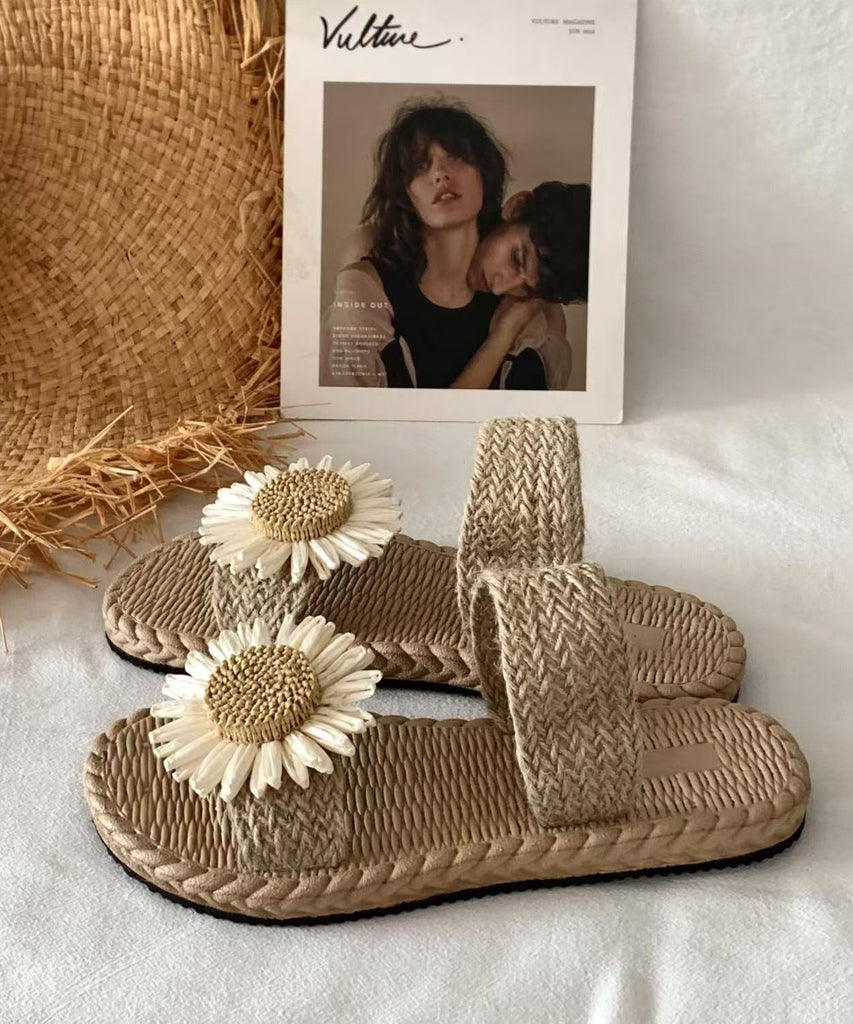 Handmade Grass Woven Flower Beach Slippers 2024 Summer New AG1008 shoe-CS240905