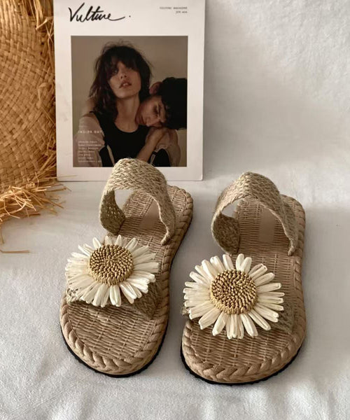 Handmade Grass Woven Flower Beach Slippers 2024 Summer New AG1008 shoe-CS240905