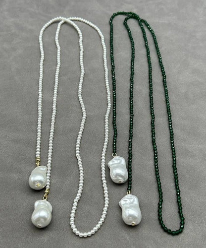 Handmade Green Alloy Crystal Pearl Beading Gratuated Bead Necklace KX1087 Ada Fashion