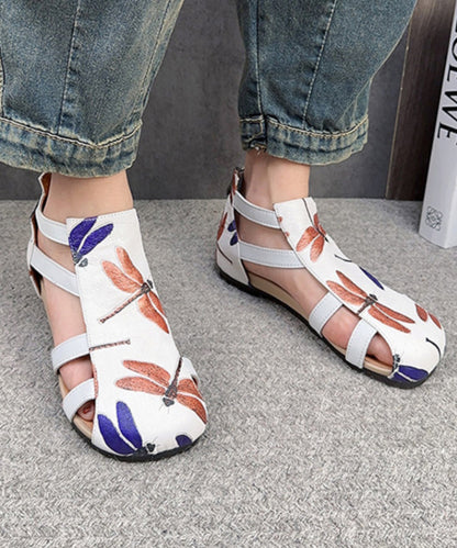 Handmade Green Cowhide Leather Embossed Hollow Out Splicing Sandals DD1052 Shoe-LX240605