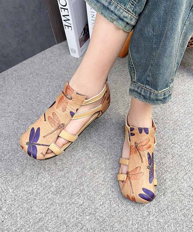 Handmade Green Cowhide Leather Embossed Hollow Out Splicing Sandals DD1052 Shoe-LX240605