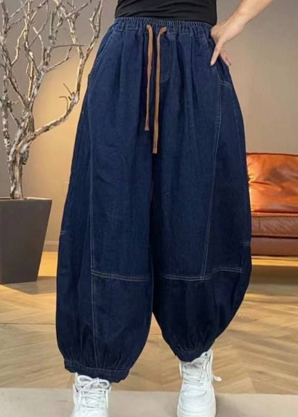 Pockets Waist Lantern Elastic Handmade Patchwork Green Pants FashionChic