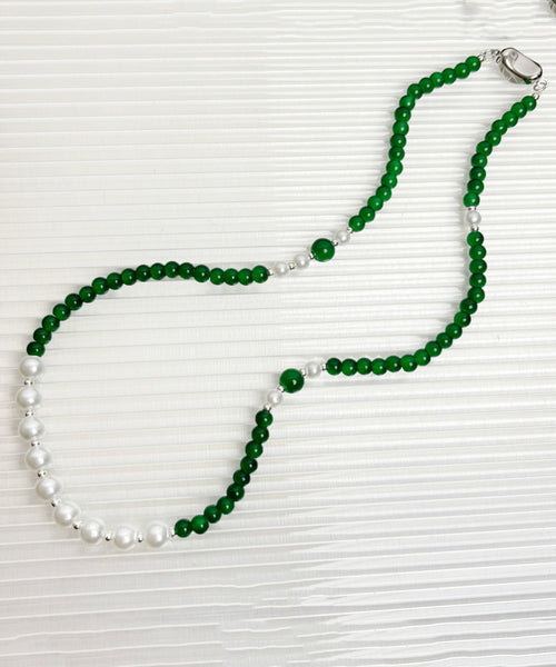 Handmade Green Sterling Silver Agate Pear Beading Gratuated Bead Necklace AB1091 Genistyle Shop