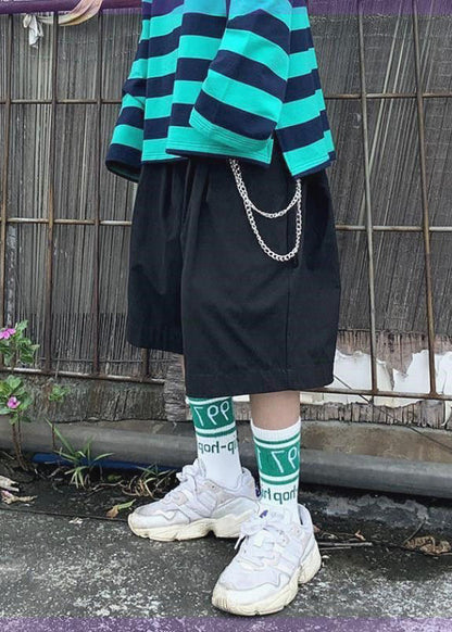 Handmade Grey Chain Linked Elastic Waist Mens Wide Leg Pants YT025 Men-Silk-MENCP240721