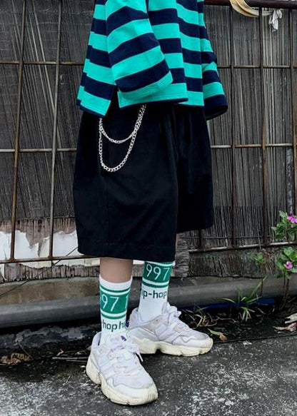 Handmade Grey Chain Linked Elastic Waist Mens Wide Leg Pants YT025 Men-Silk-MENCP240721