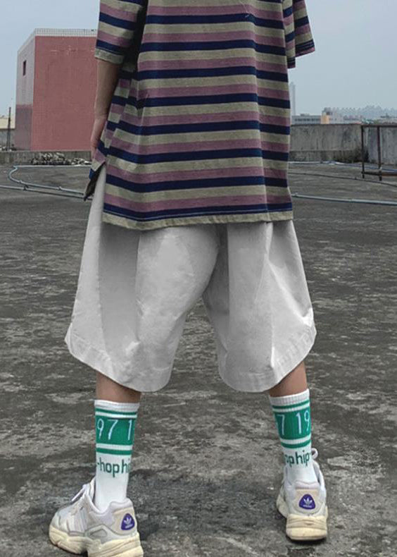 Handmade Grey Chain Linked Elastic Waist Mens Wide Leg Pants YT025 Men-Silk-MENCP240721