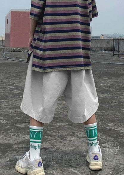 Handmade Grey Chain Linked Elastic Waist Mens Wide Leg Pants YT025 Men-Silk-MENCP240721