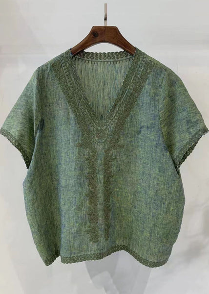 Embroideried Plaid Vest Linen Beach Summer Handmade Grey FashionChic