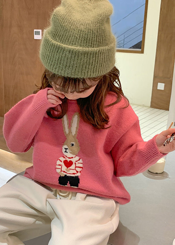 Handmade Grey O-Neck Print Cotton Knit Girls Sweater Winter WL044 MM-RCTZ-NTGP241120