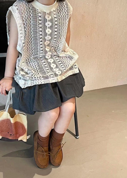 Handmade Hollow Out Knit Girls Vest And Pants Skirt Two Pieces Set Sleeveless SS1021 MM-RCTZ-TPGIEC240601