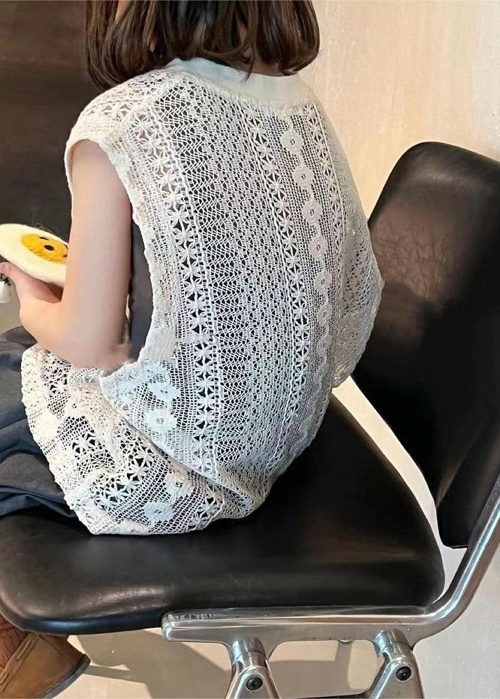 Handmade Hollow Out Knit Girls Vest And Pants Skirt Two Pieces Set Sleeveless SS1021 MM-RCTZ-TPGIEC240601