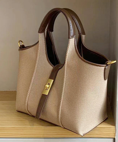 Handmade Khaki Durable Faux Leather Tote Handbag RB032 ABC