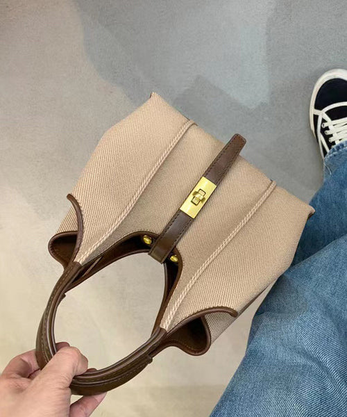 Handmade Khaki Durable Faux Leather Tote Handbag RB032 ABC