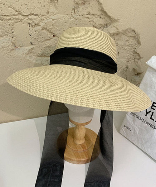 Handmade Khaki Versatile Big Brim Straw Woven Sun Hat YU1028 Hat-HAT240528