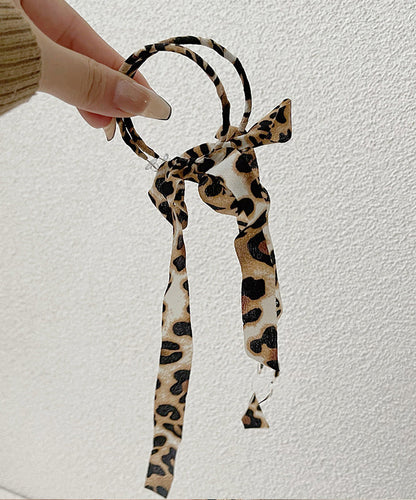 Handmade Leopard Sterling Silver Cloth Leopard Ribbon Drop Earrings PO058 JEW-EAR240729