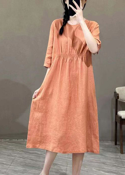 Handmade Orange O-Neck Patchwork Maxi Dress Summer GH1059 Ada Fashion