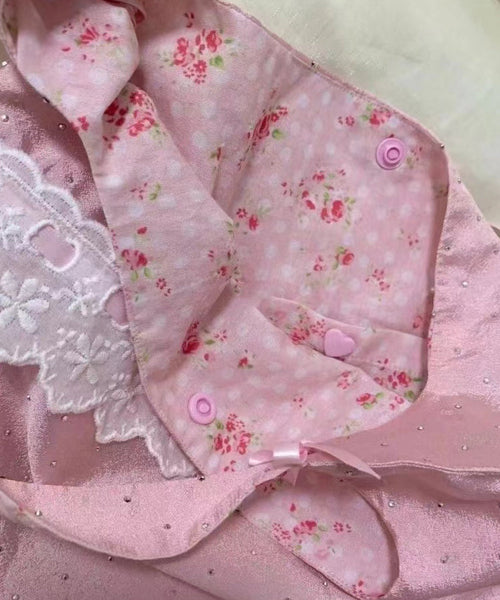 Handmade Pink Bow Lace Canvas Satchel Handbag WI032 Bag-BGS241105