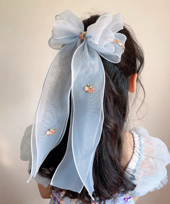 Handmade Pink Tulle Embroidery Bow Ribbon Girls Hairpin YG032 ABC