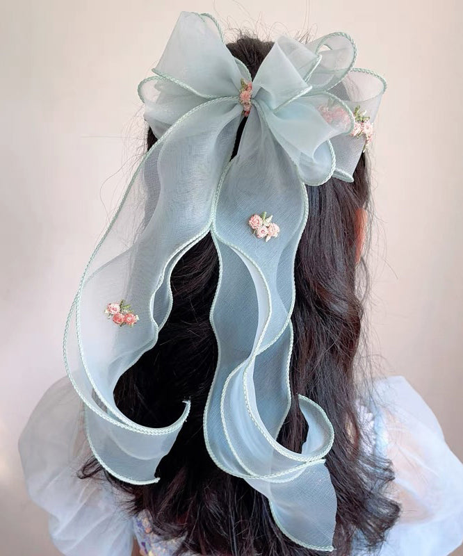 Handmade Pink Tulle Embroidery Bow Ribbon Girls Hairpin YG032 ABC