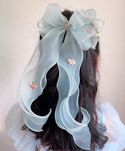 Handmade Pink Tulle Embroidery Bow Ribbon Girls Hairpin YG032 ABC