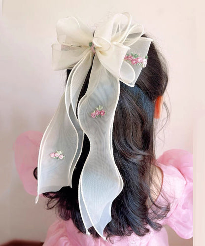 Handmade Pink Tulle Embroidery Bow Ribbon Girls Hairpin YG032 ABC