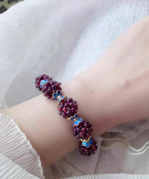 Pomegranate Alloy Chain Bracelet Purple Garnet Handmade FashionChic