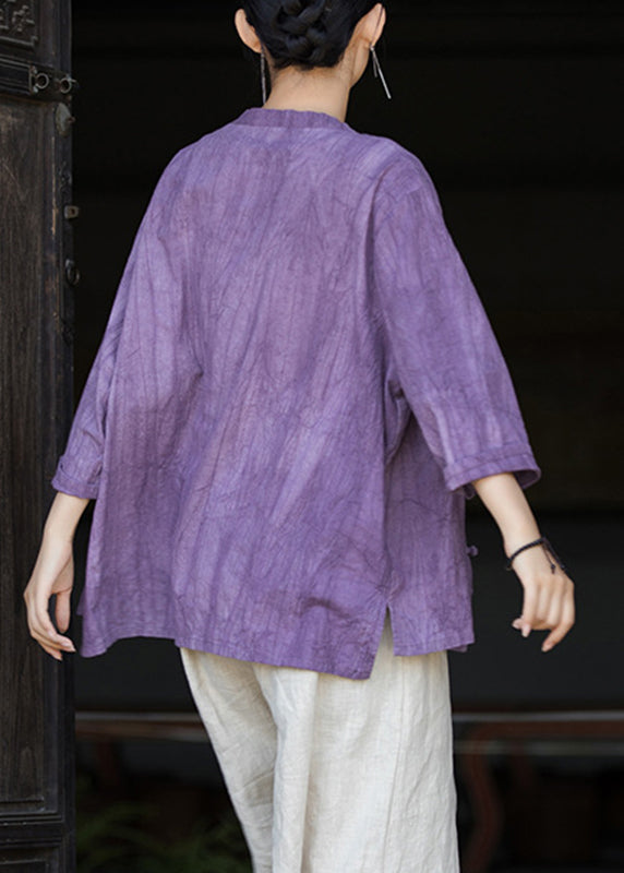 Handmade Purple Button Side Open Long Sleeve QB010 HS-LTPS241025