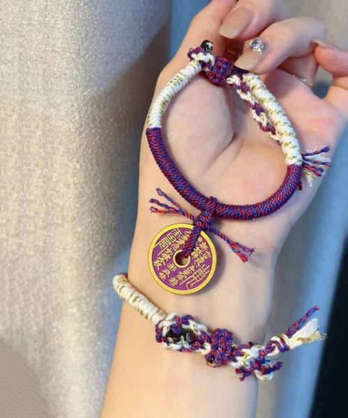 Handmade Purple Hand Woven Tassel Charm Bracelet KX1028 Ada Fashion
