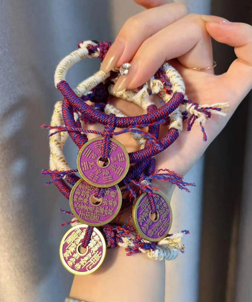 Handmade Purple Hand Woven Tassel Charm Bracelet KX1028 Ada Fashion