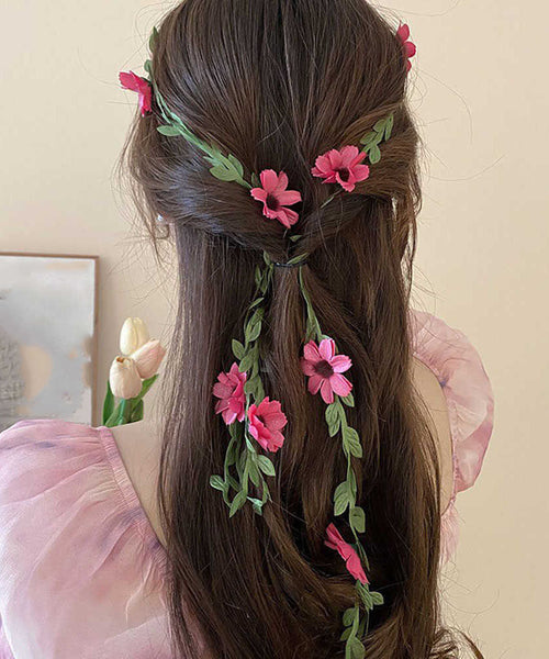 Headband Floral Red Weavin Daisy Rattan Handmade FashionChic