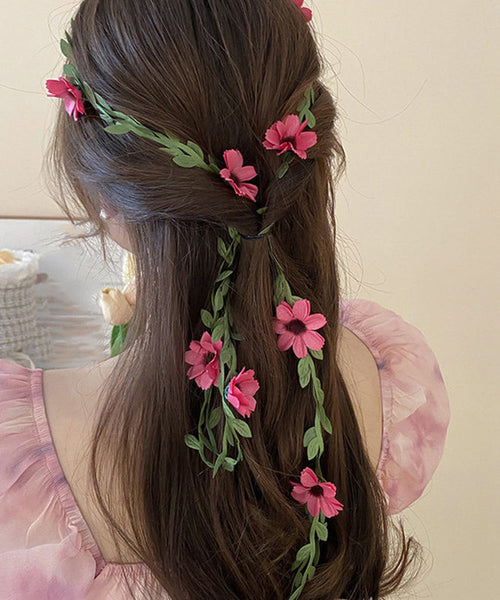 Headband Floral Red Weavin Daisy Rattan Handmade FashionChic