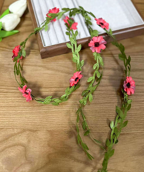 Headband Floral Red Weavin Daisy Rattan Handmade FashionChic