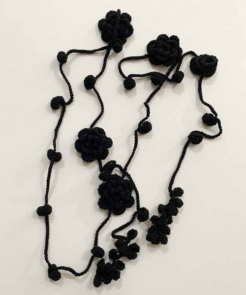 Handmade Red Knit Cotton Rose Leaves Tassel Scarf Necklace YU021 ABC