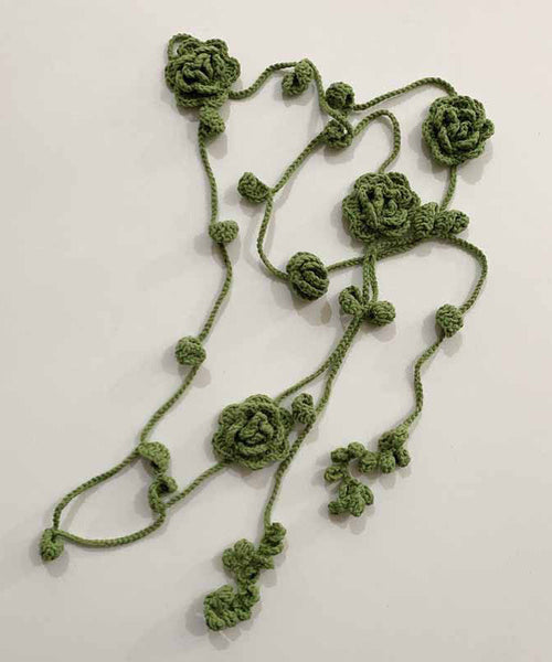 Handmade Red Knit Cotton Rose Leaves Tassel Scarf Necklace YU021 ABC