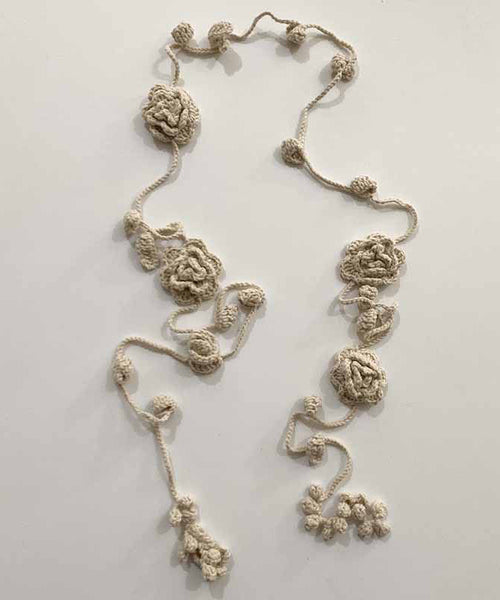 Handmade Red Knit Cotton Rose Leaves Tassel Scarf Necklace YU021 ABC