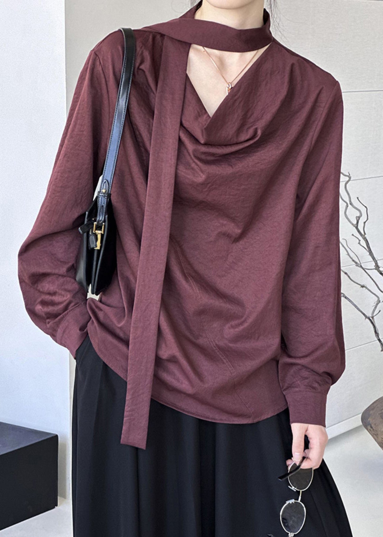 Spring Top Handmade Red Patchwork Solid FashionChic