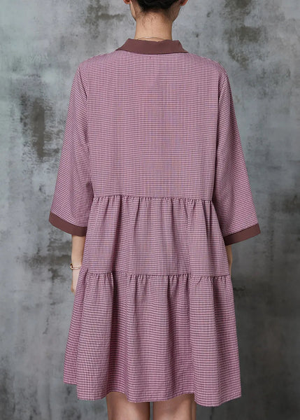 Handmade Red Peter Pan Collar Plaid Cotton Dresses Summer JK1008 Ada Fashion