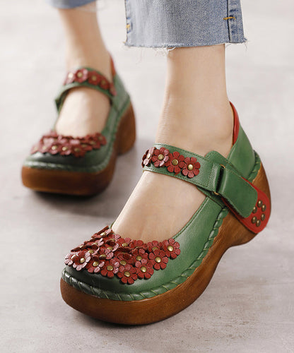 Handmade Retro Flower Buckle Strap High Wedge Heels Shoes CZ1034 Ada Fashion