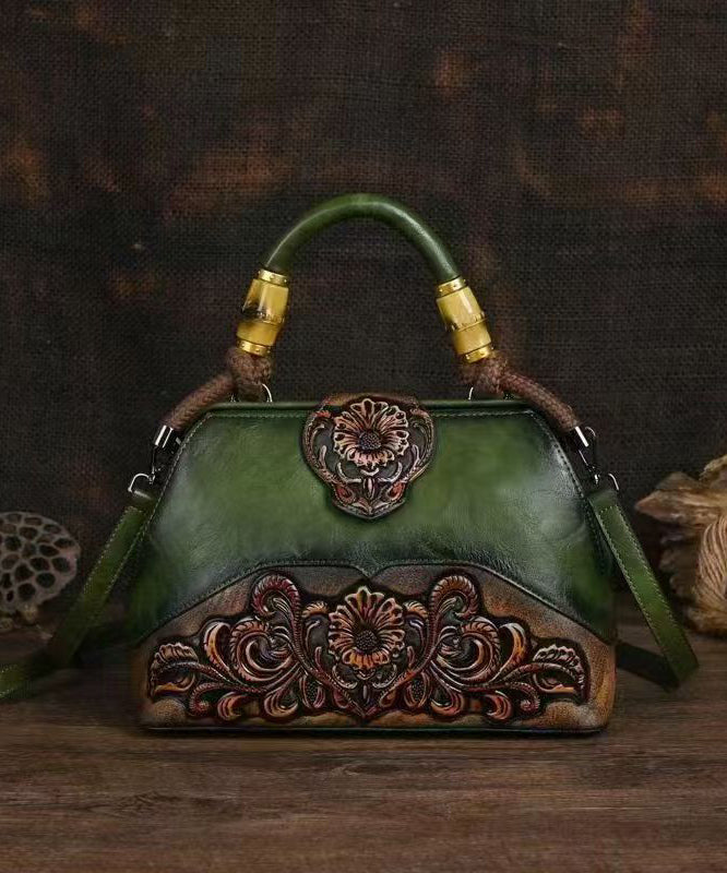 Red Vintage Calf Tote Bag Handmade Embossed Messenger Leather FashionChic